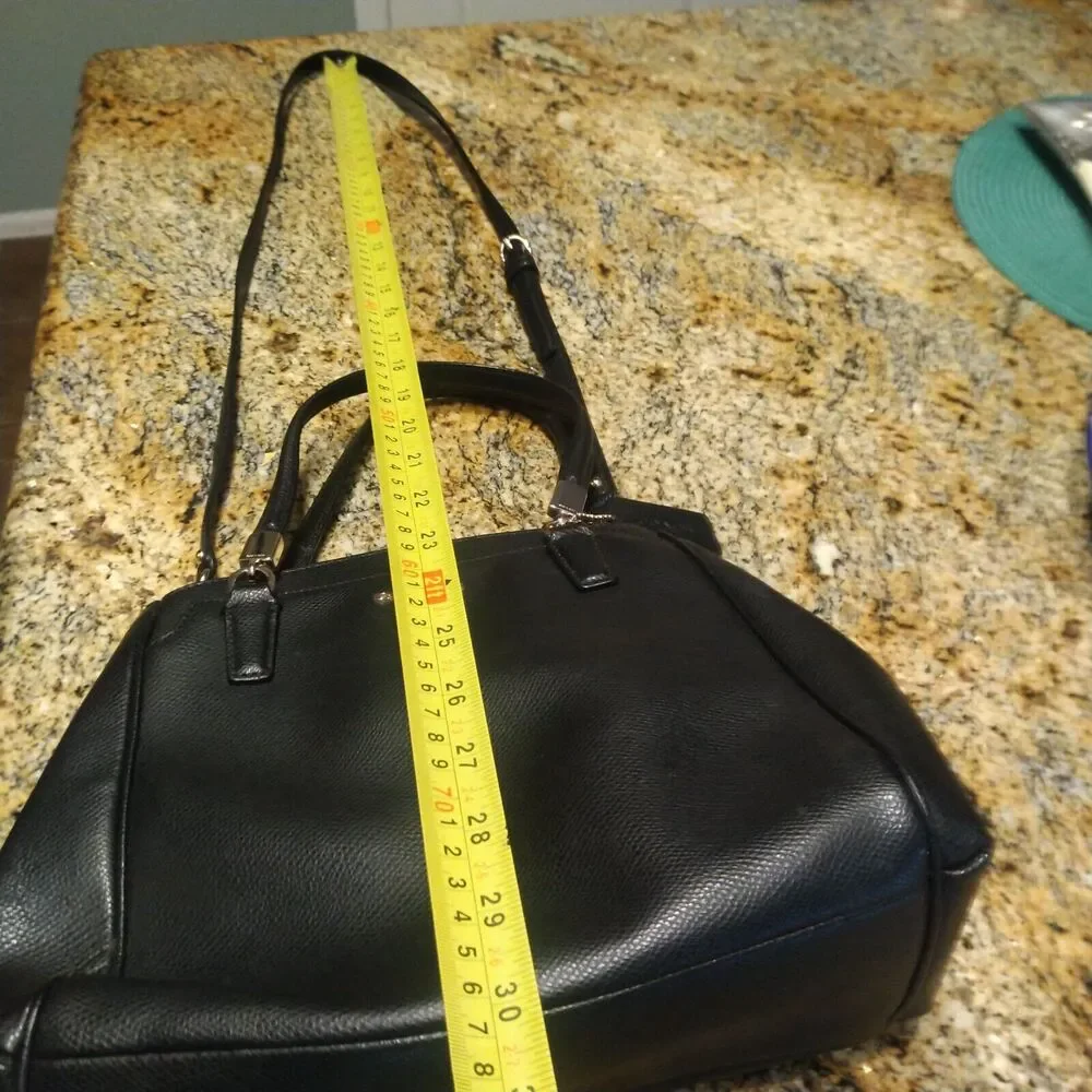 Coach Minetta Crossgrain Leather Black Satchel Crossbody Bag Handbag F34663